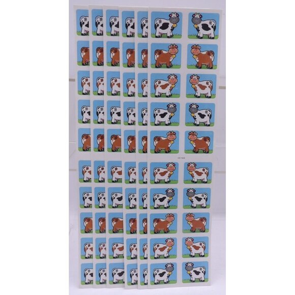 120 "Smiling" Cow Stickers - 1¼"x1" 6 Strips 20 Per Strip 10 Designs 2 Repeats p - Picture 2 of 3